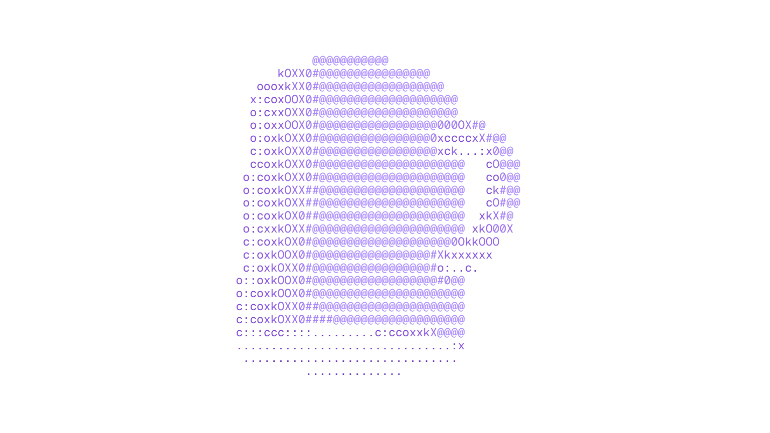 ASCII drawing of a coffee mug in violet letters