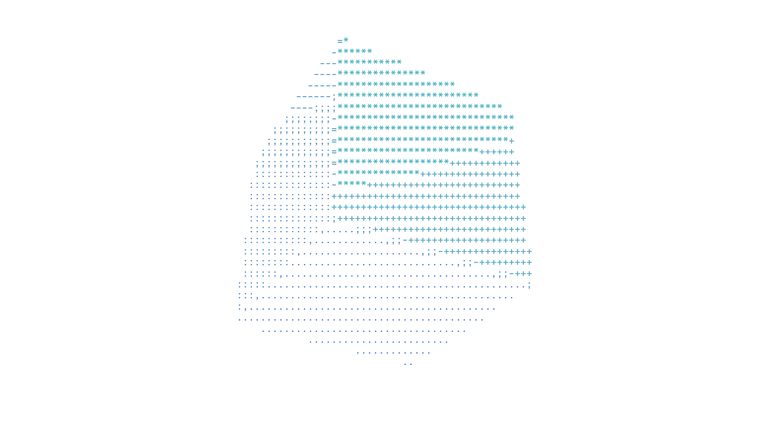 ASCII drawing of a cube in letters, from mint to blue