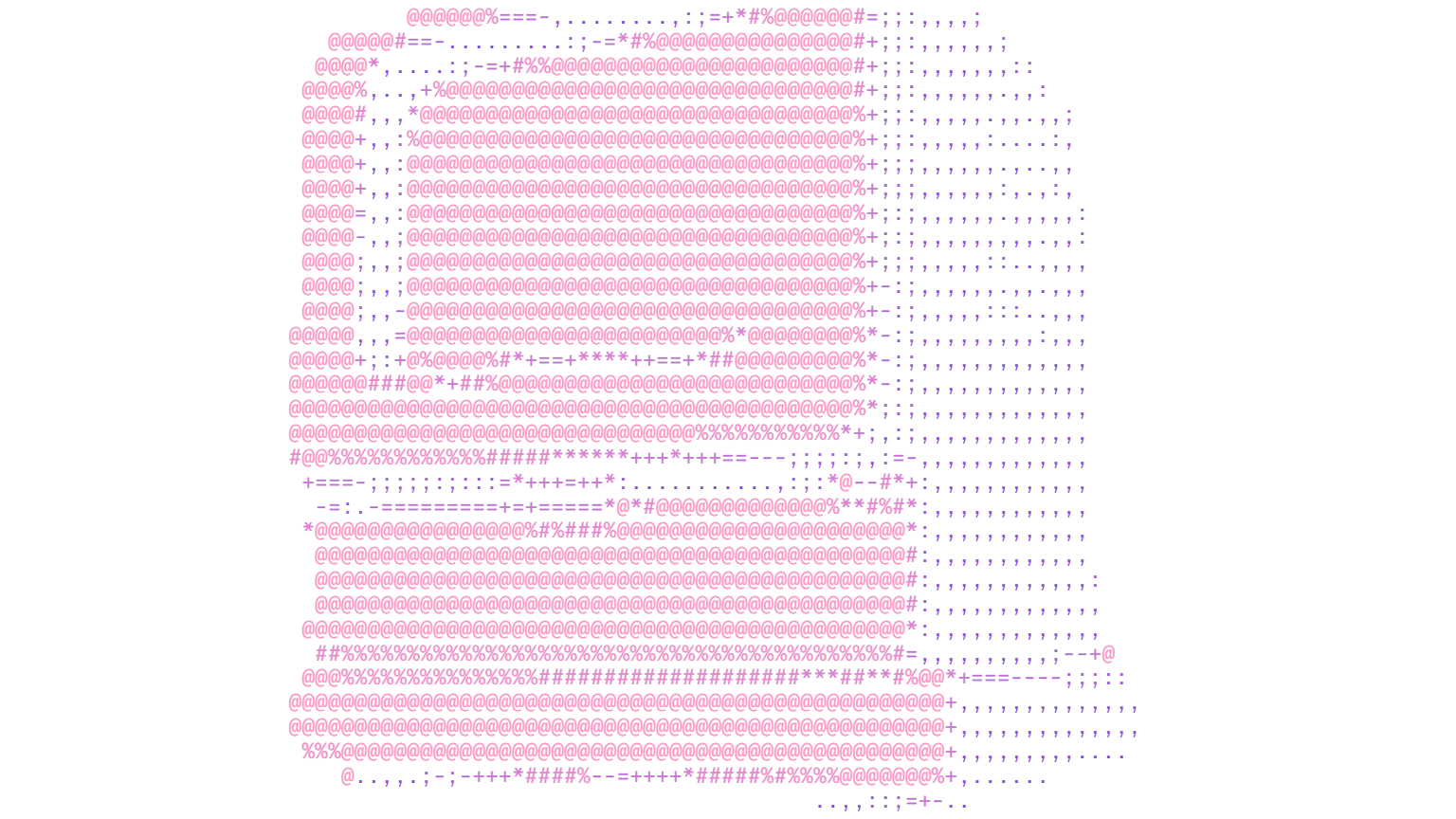 ASCII drawing of a retro computer, from pink to violet