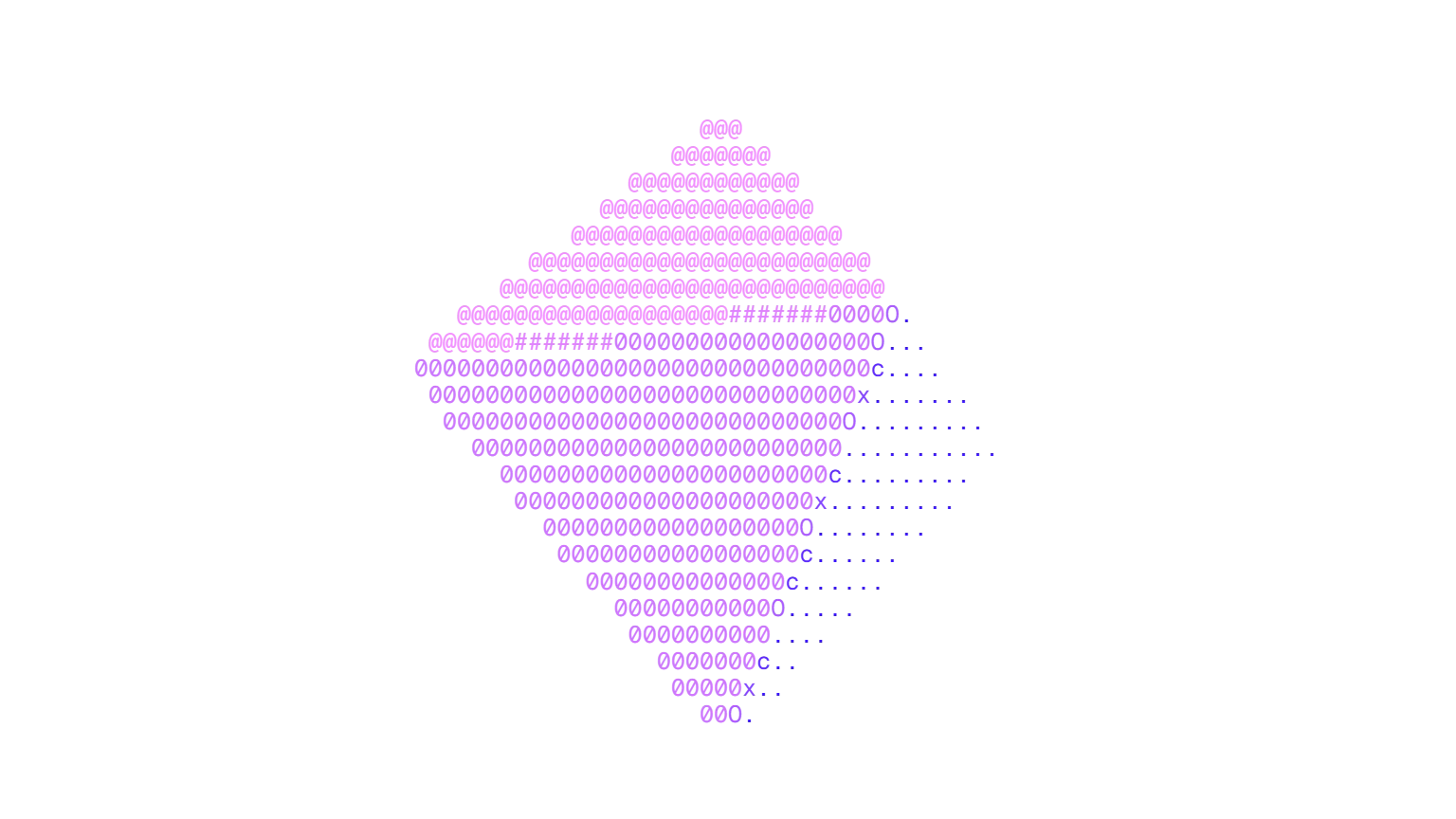 ASCII drawing of an octahedron, a faceted crystal from orchid to indigo