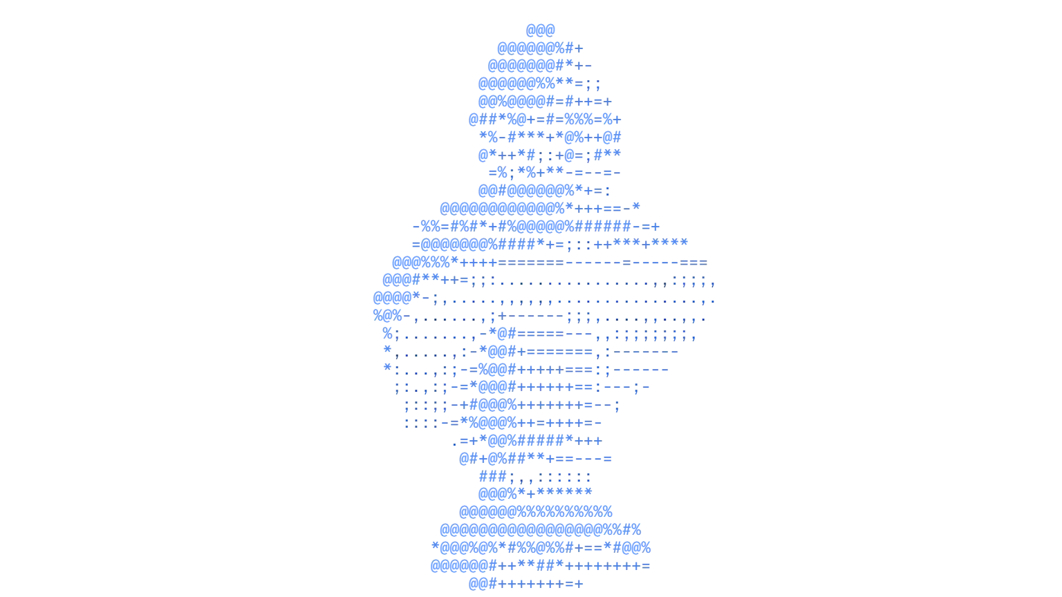 ASCII drawing of a bust in shades of blue, turned slightly to the right