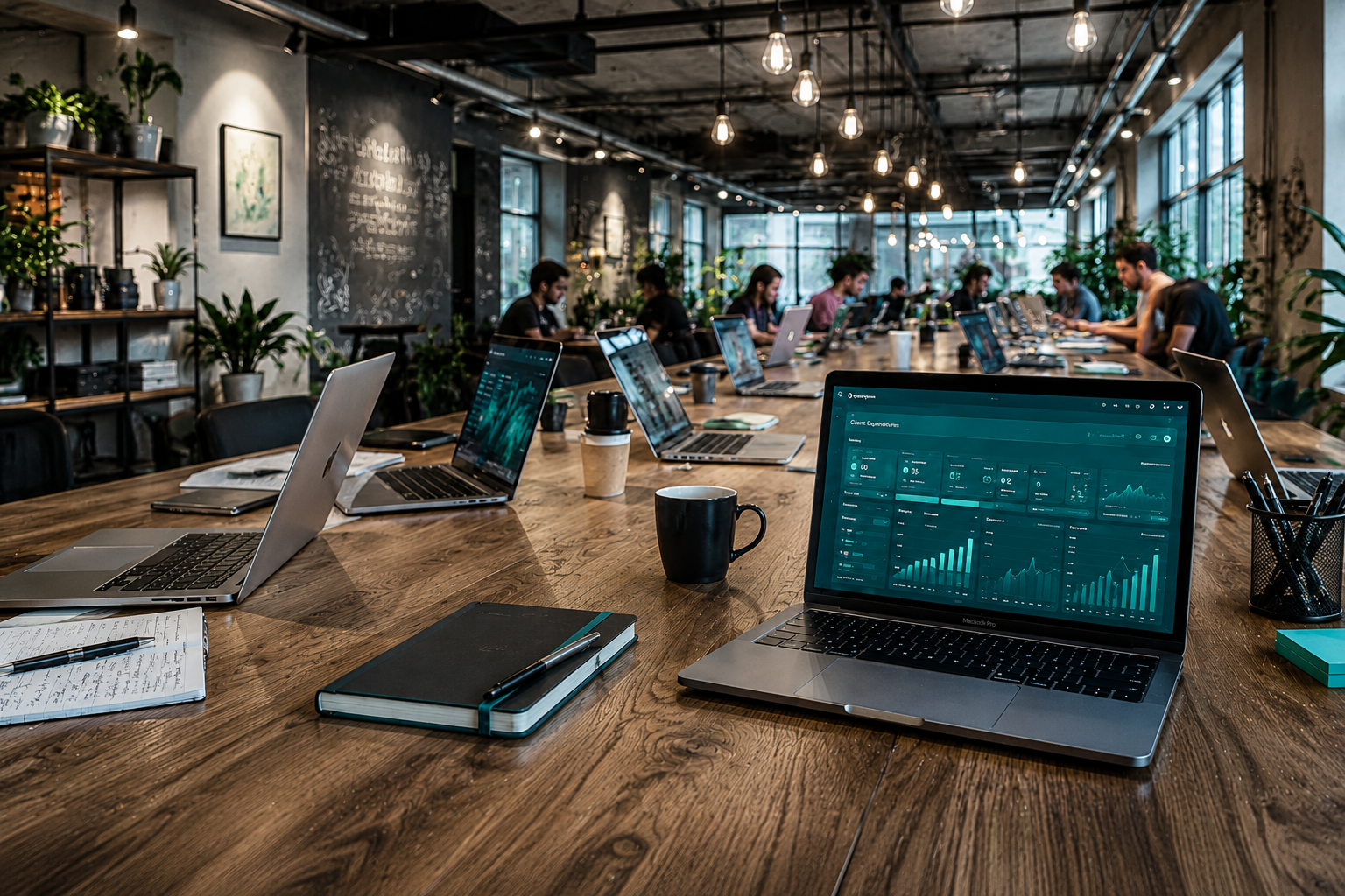 Equipe trabalhando com dashboards de API