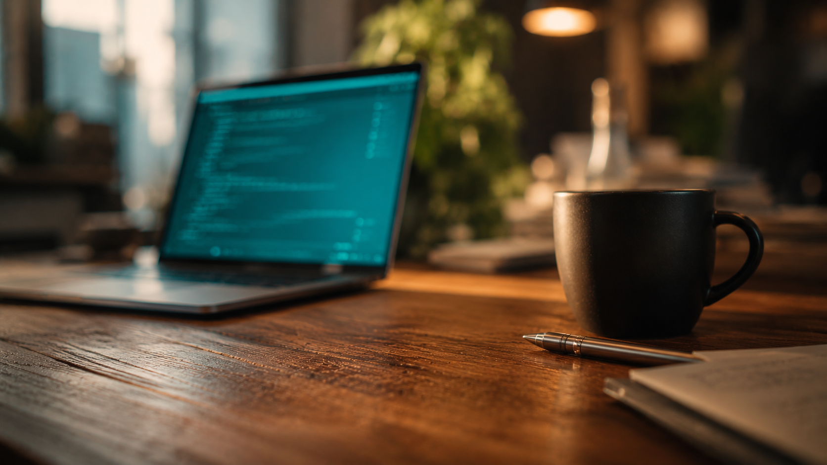 Ambiente de desenvolvimento de plataforma BSS com código e dashboard em tela